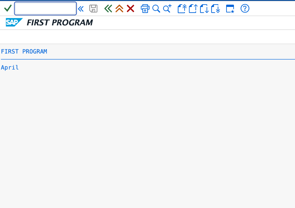 CASE statement Execution Output showing April in SAP GUI