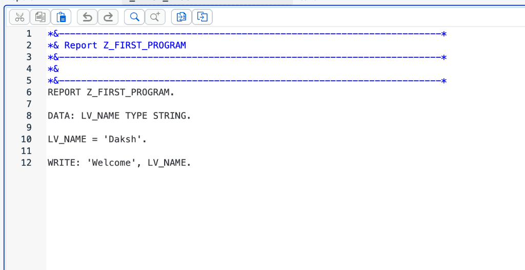 SAP ABAP Editor Code Screen with Navigation