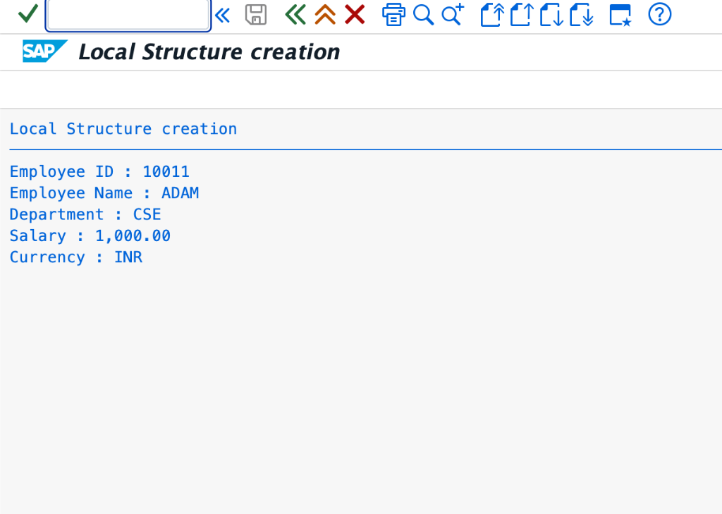 Local Structure Output in SAP GUI