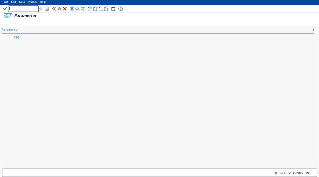 SAP Execution Output Screen