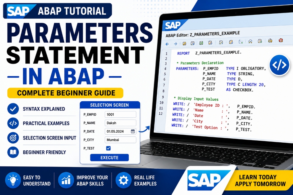 PARAMETERS Statement in ABAP – Complete Beginner Guide with Examples