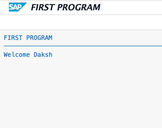 SAP ABAP Program Output Screen