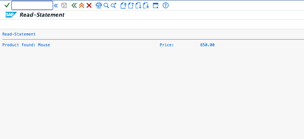 READ TABLE INDEX Example SAP GUI Output