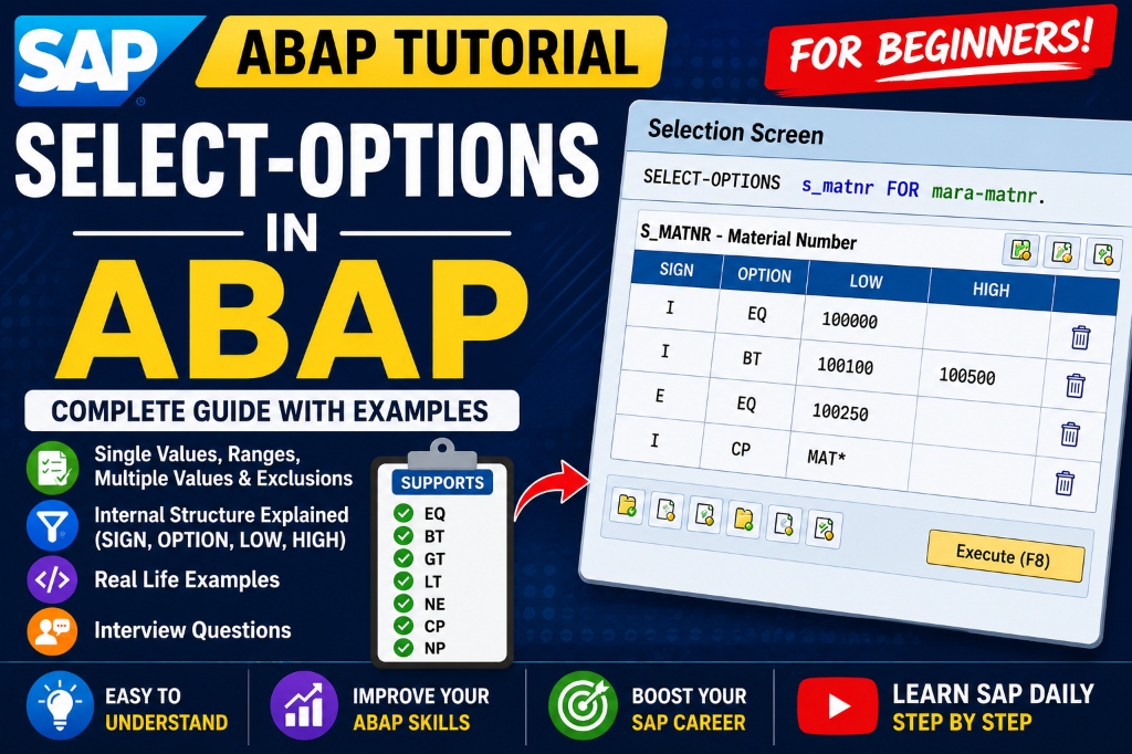 SELECT-OPTIONS in ABAP: Complete Beginner Guide with Examples