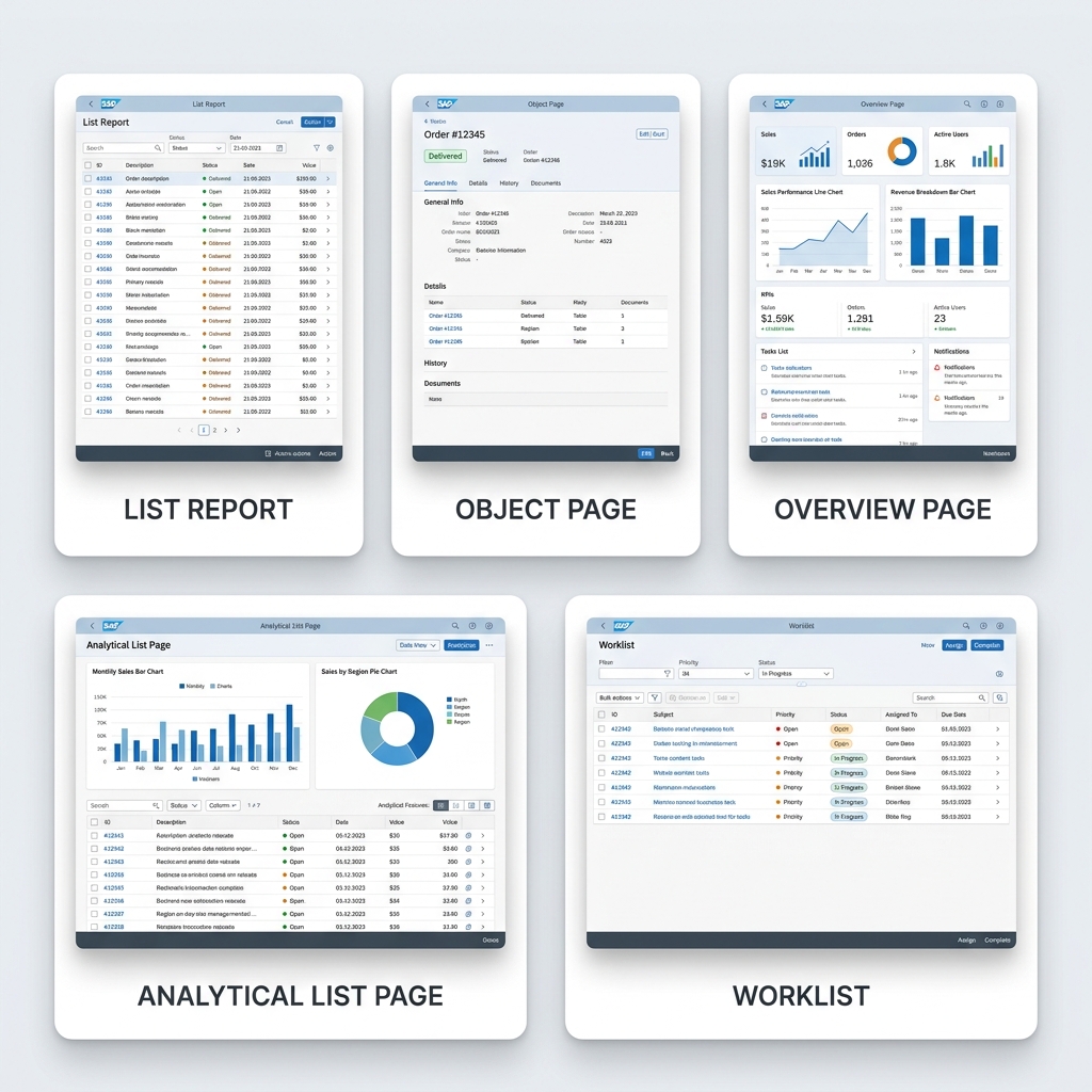 Fiori Elements standard floorplans mockup