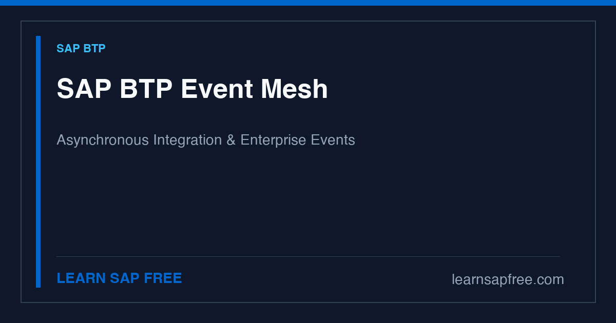 SAP BTP Event Mesh — Asynchronous Integration and Event-Driven Architecture Guide