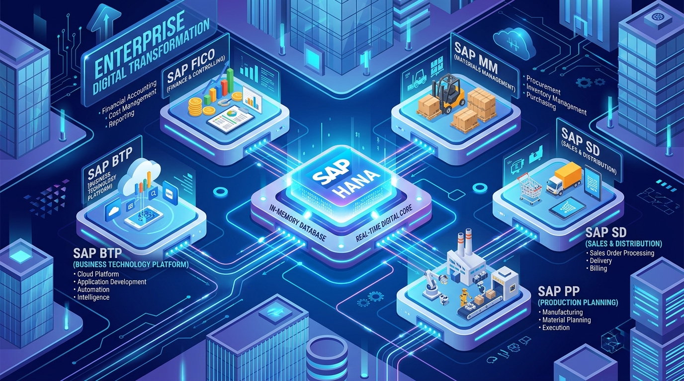 Core SAP ERP Modules Infographic
