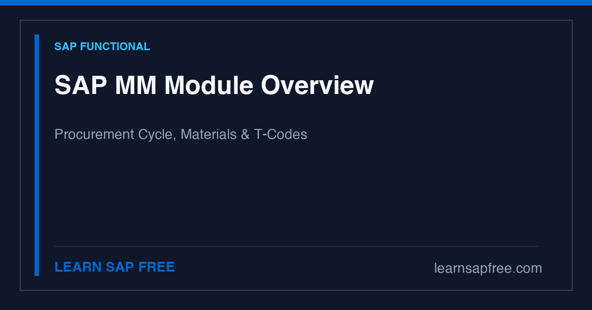SAP MM Module — Material Management Overview for Beginners