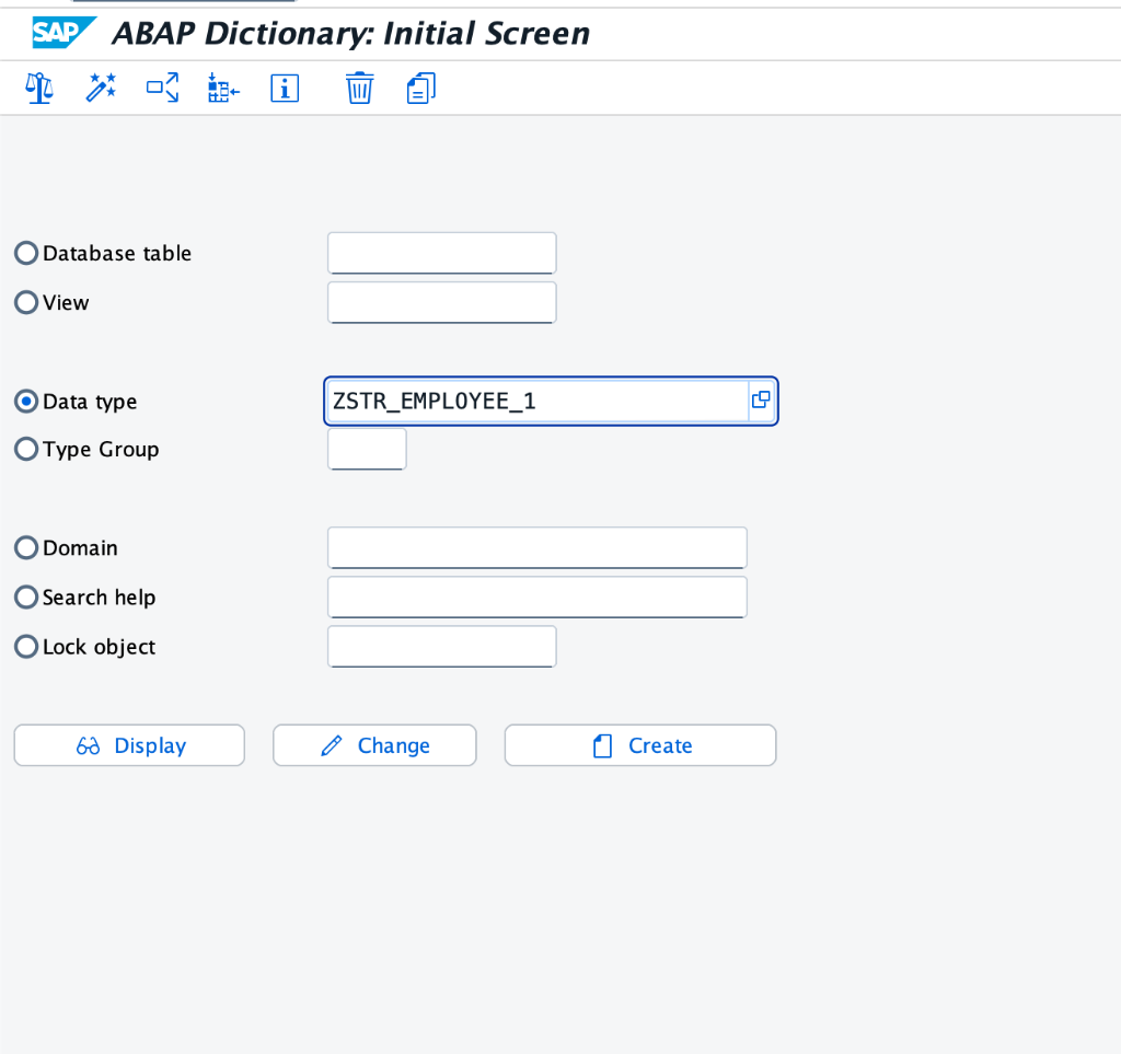 ABAP Dictionary: Initial Screen